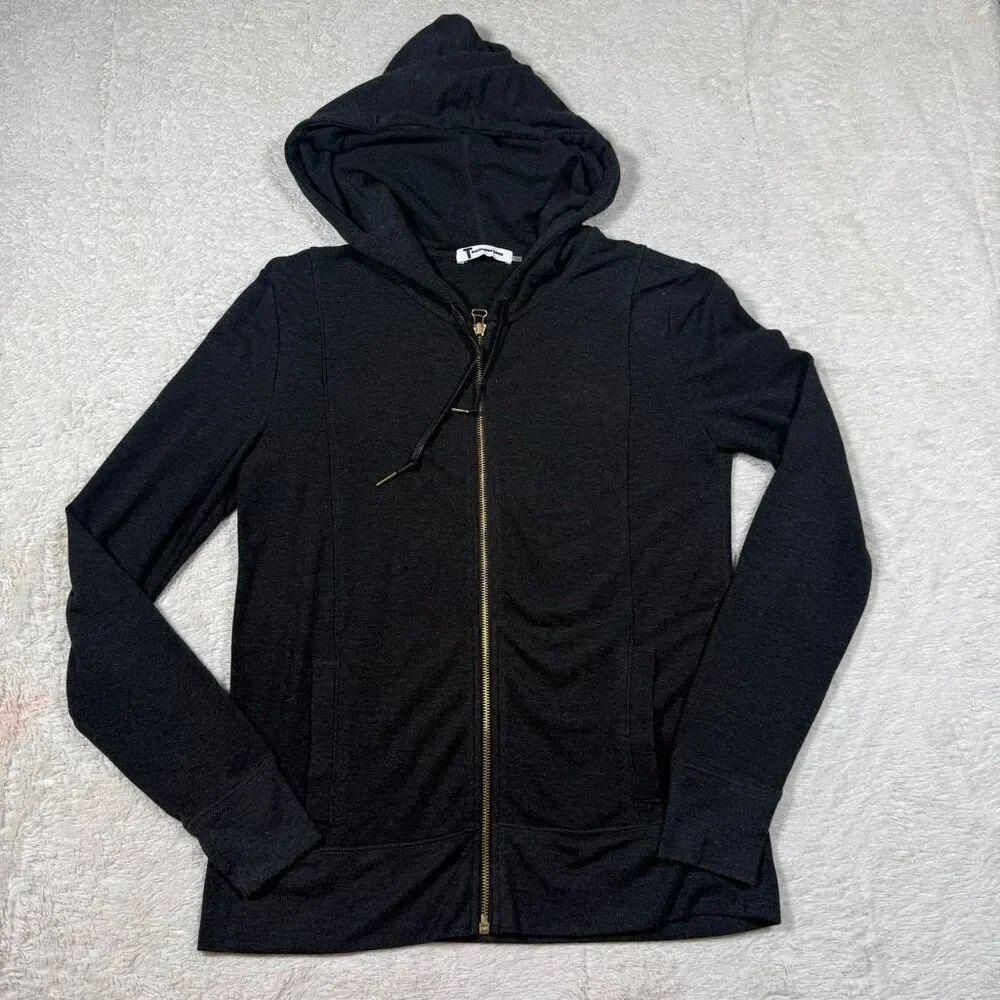 Alexander Wang Charcoal Gray Hooded Zip Women’s Jacket Sweatshirt Hoodie